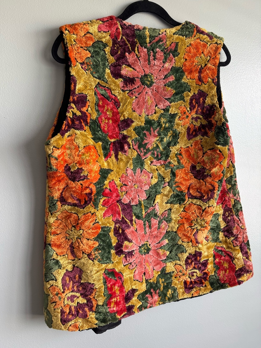 Vintage 1970s Flower Power Carpet Tapestry Vest Women’s Medium - Picture 7 of 16